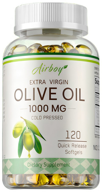 엑스트라 버진 올리브 오일 캡슐 1회 제공량당 1000mg 심장 관절 뇌 건강 지원 120캡슐, 1개, 60정