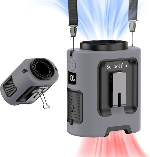 웨어러블 벨트의 소쿨 휴대용 허리 팬 클립 미니 개인용 선풍기 충전식 4단 속도 13000RPM 25H 쿨링 셔츠 배터리 작동 야외 캠핑 여행용 목 걸이, 5000mAh, Green