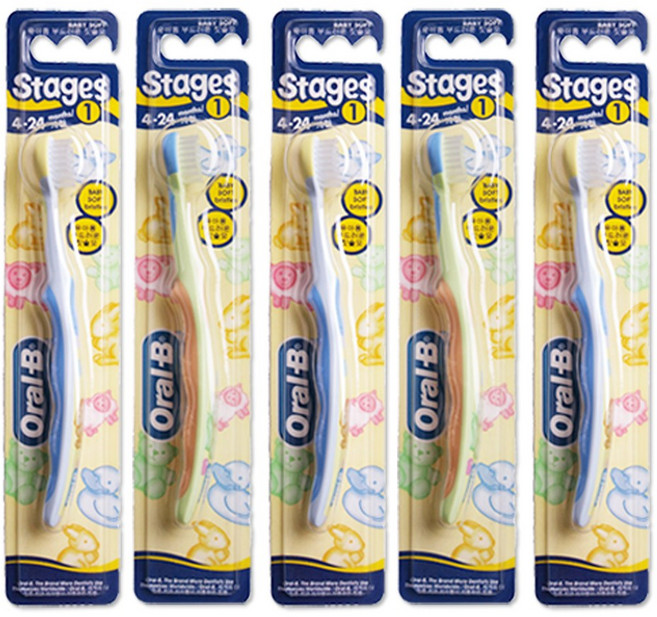 해호 오랄비 스테이지 칫솔 1단계(랜덤), 1개입, 5개