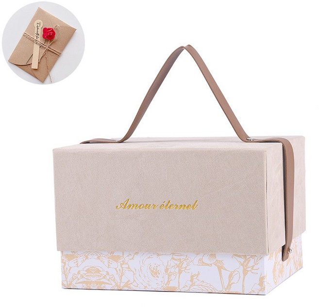 VITALO 프리미엄 핸들 기프트박스 고급 답례품 선물상자 포장박스 선물케이스 (감사카드 지급), 1개, VTL_BG(베이지)