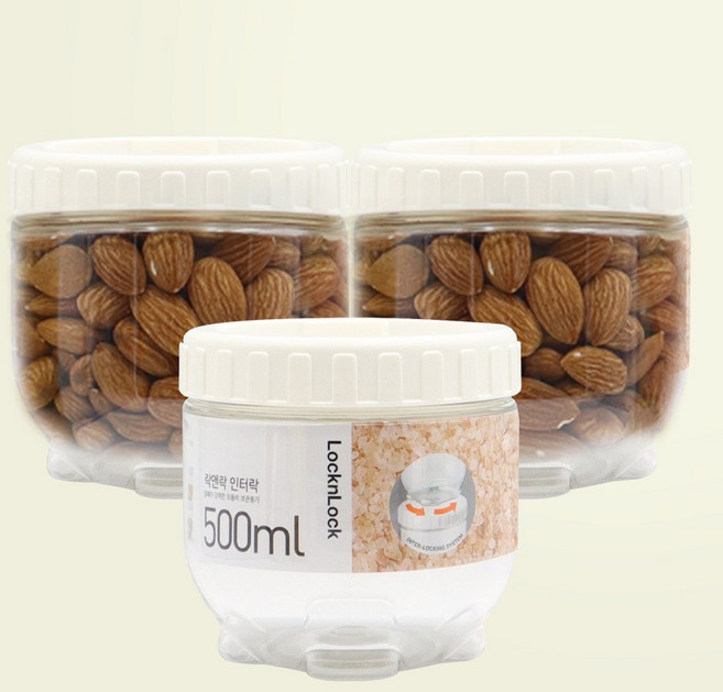 락앤락 인터락 500ml 냉장고 도어포켓 문짝 정리 보관 밀폐용기, 3개, 1세트