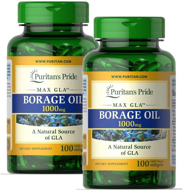 [정품보장]퓨리탄 프라이드 보라지 오일 Puritan's Pride Borage Oil 1000mg 100정 X 2병, 2개