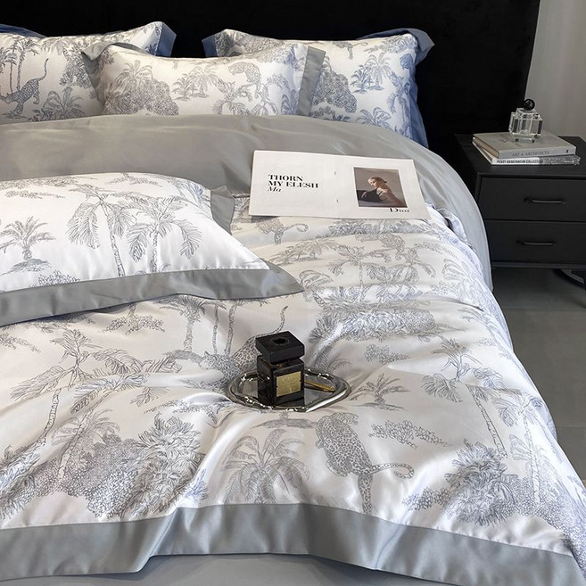 포레스트 베딩 이불커버 4종 세트 심플 워싱 실크 침대 텐셀 시트