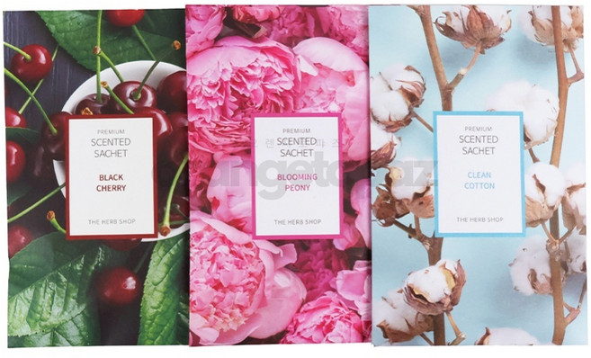 오렌지토파즈 더허브샵 센티드 사쉐 종이방향제 국산방향제 20g 옷장탈취제, 클린코튼