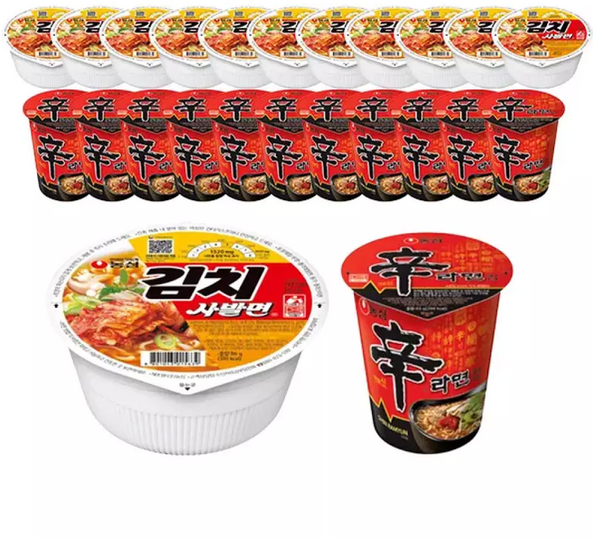 농심 김치사발면 86g 12개 + 신라면컵 65g12개, 24개