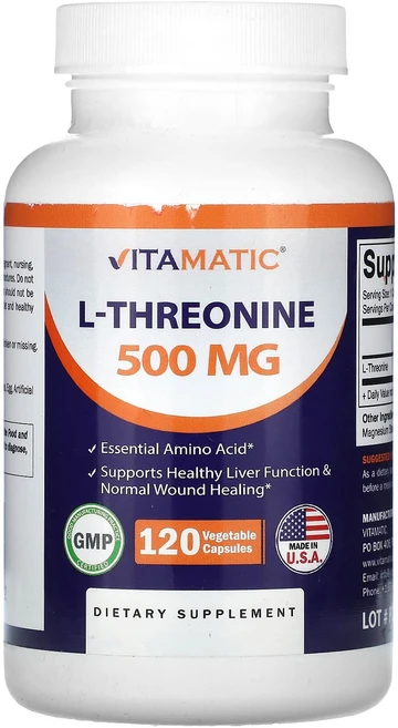Vitamatic l-트레오닌 500mg 베지 캡슐 120정, Vitamaticl트레오닌500mg베지캡슐120정, 1개 - 쿠팡