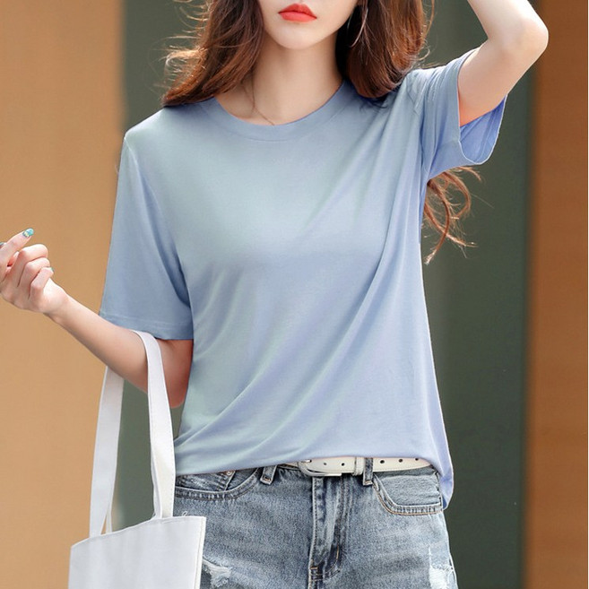 스타일아유 여성 시원하고 실크처럼 부드럽고 편한 40수 모달 반팔 티셔츠