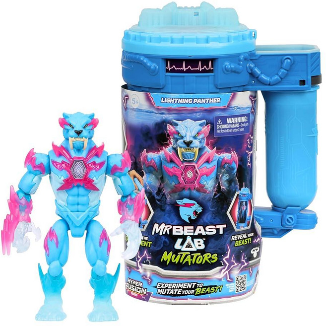 MrBeast Lab Hyper Fusion Mutators 번개 표범 실험 및 생성 돌연변이 액체 추가 지문 스캐너를 누르고 팬서를 드러내십시오 20개 이상의 관절, MrBeast Lab Hyper Fusion Mutat