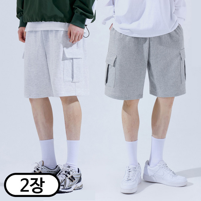 2장 세트 남녀공용 컴포트 카고 롱 밴딩 트레이닝 반바지 (SCC5501PT)