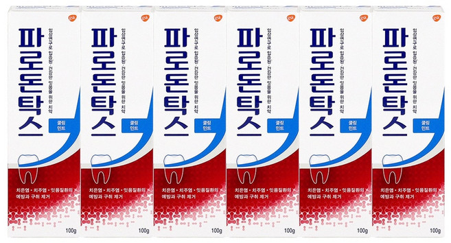 파로돈탁스 쿨링민트 치약, 100g, 6개