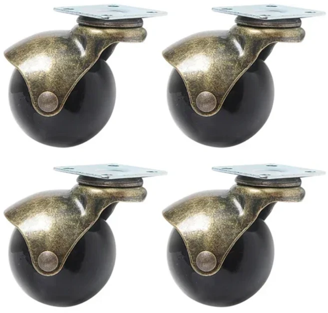 4pcs 인치 가구 청동 플랫 범용 브레이크 소파 좌석 음소거, 02 casters, 01 2인치