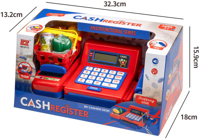 熱銷兒童仿真超市收銀機過家家玩具便利店掃描刷卡收銀臺玩具, 1個, 6173收銀機:常規款