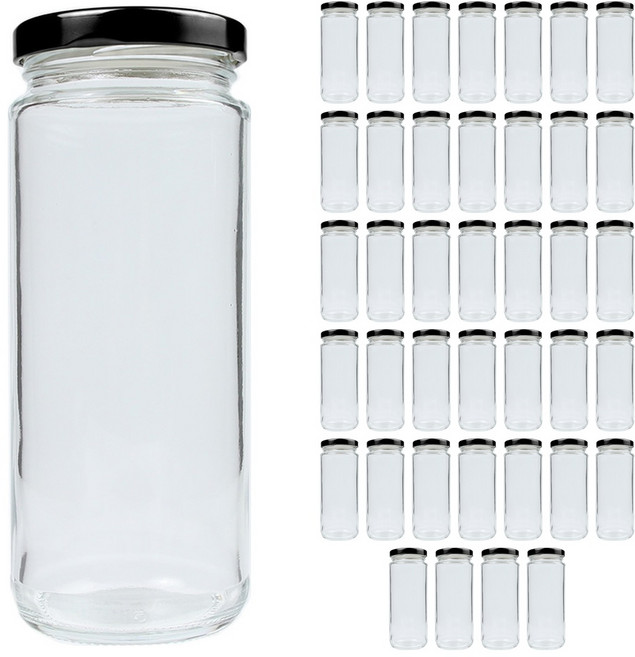 공병상회 다용도일자300 유리병 + 러그캡/블랙, 40개, 300ml