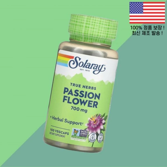 솔라레이 트루 허브 패션 플라워 식물성 베지캡슐 100정 350mg Solaray True Herbs Passion Flower 100 VegCaps per Capsule - 쿠팡