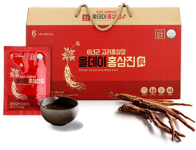 한국삼 6년근 고려홍삼정 올데이 홍삼진 30포, 1.5L, 1세트