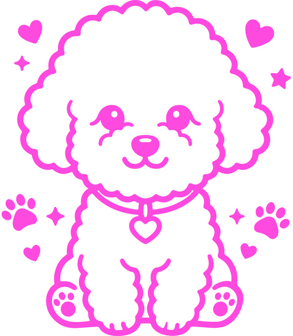 (아름드리) 비숑 프리제 애견 강아지 멍뭉이 댕댕이 그래픽스티커, 핑크