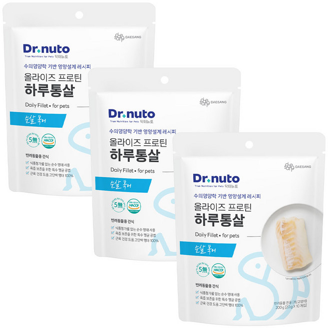 닥터뉴토 강아지 고양이 고단백 통살 간식 (100% 국내산 순살), 30개, 20g, 북어