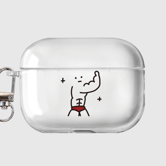 투명에어팟 버즈 빤쭈맨 투명 에어팟프로2 귀여운 심플한 병맛 헬창 드로잉 특별한, 빤쭈맨 블루맨