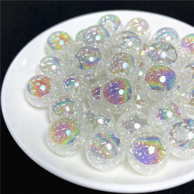 (8-16mm)투명오로라 AB빛 크랙볼 비즈공예 핸드폰스트랩 키링재료, (Y26-3)12mm(약 10개8.7g), 1개