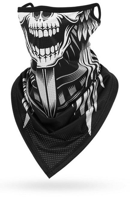 할리 스컬 버프 바라클라바 쿨마스크 자외선차단, 블랙, 1개