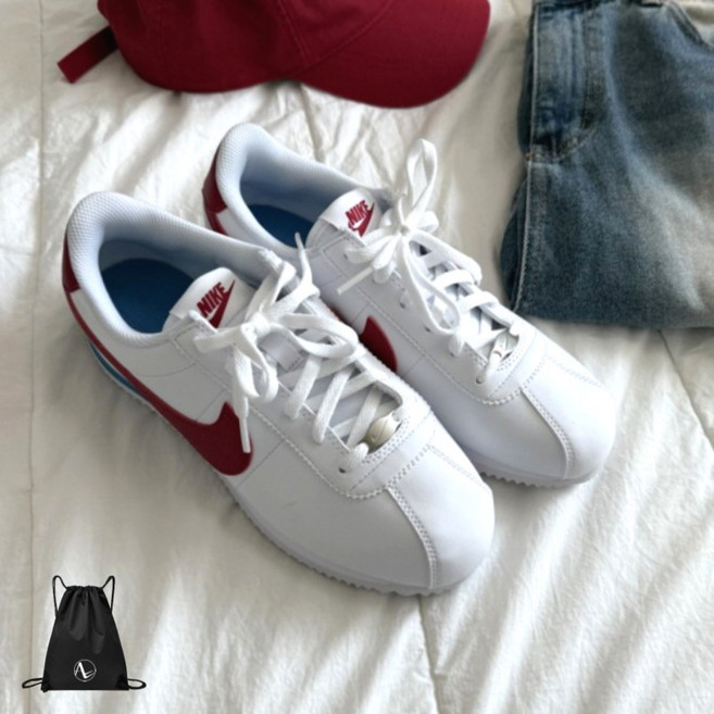 나이키 여성 운동화 발편한 데일리 스니커즈 화이트 블랙 검흰 코르테즈 + 스포젠 신발가방 세트