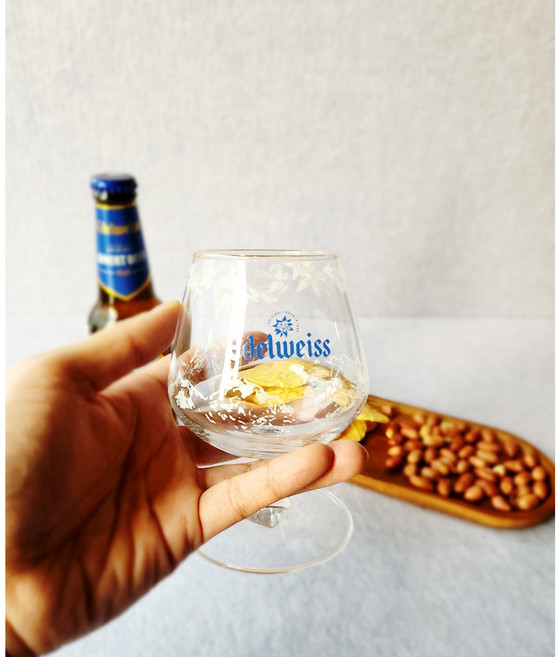 에델바이스 맥주잔 튤립 골드링 오스트리아 예쁜수입맥주컵 홈바 집들이선물, 1개