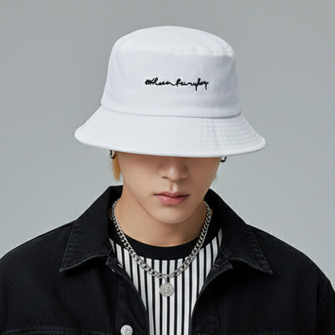 커시브 레터링 자수 버킷햇 벙거지