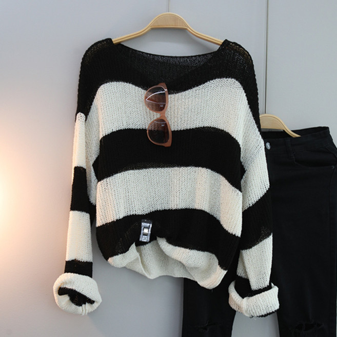 달콩 바닌단가라루즈핏니트 여성용 빅사이즈 오버핏 롱니트 긴팔 여리여리 데일리룩 자외선차단 루즈핏 부드러운 단가라