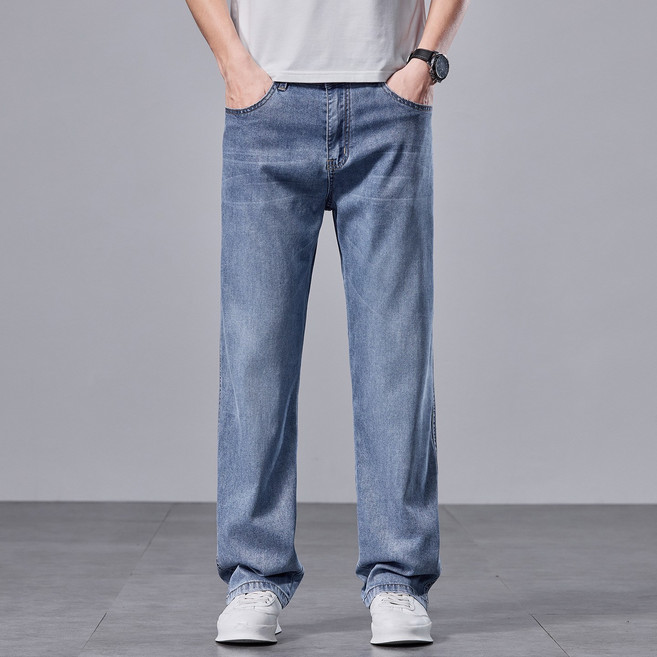 하울맨 중년 남성 빅사이즈 시원한 텐셀 일자 청바지