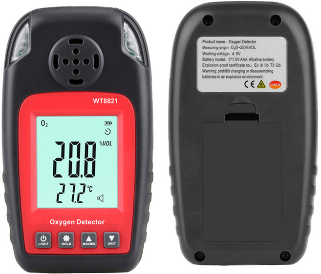 공기 산소측정 테스트 감지기 휴대용 디지털 산소 농도 측정기, 1개, 블랙레드