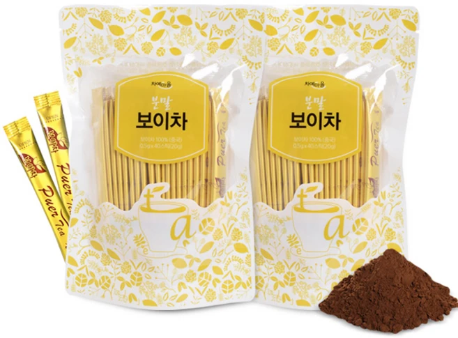 차예마을 바로녹는 운남성 보이차 가루 추출 분말 40스틱..tt, 500mg, 40개입, 2개 - 쿠팡
