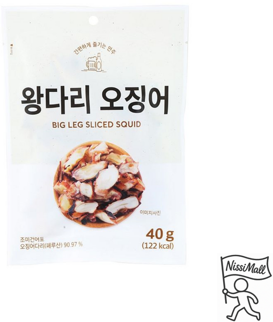 왕다리 슬라이스 오징어, 1개, 40g