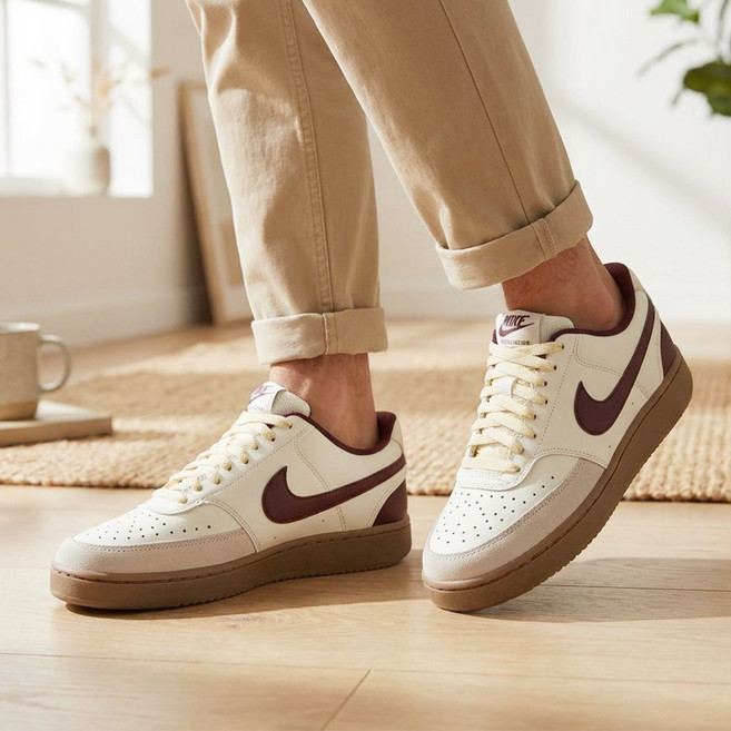 나이키 코트비전 로우 버건디 깔끔한 일상 남성 단화 운동화 신발전용물티슈증정