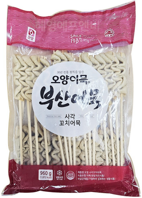 사조오양 부산어묵 사각꼬치 어묵 960g x 10봉 1박스, 10개