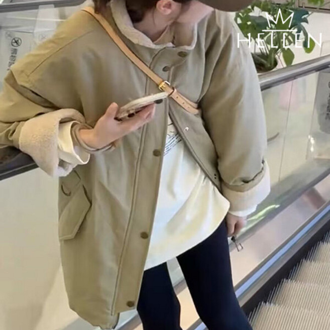 헬렌 헬렌 여성 겨울 야상 점퍼 하이넥 뽀글이 기모 안감