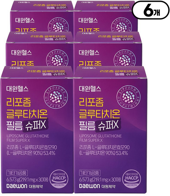 [본사직영] 대원제약 대원헬스 리포좀 글루타치온 필름 슈퍼X 순도 90% 프리미엄, 6개, 30정