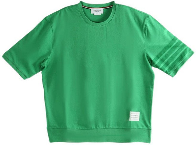 톰 브라운 스트라이프 디테일 티셔츠