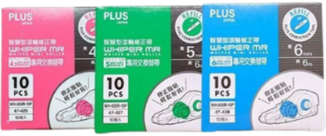 PLUS 智慧型滾輪修正帶替換帶, 環保-粉, 10個