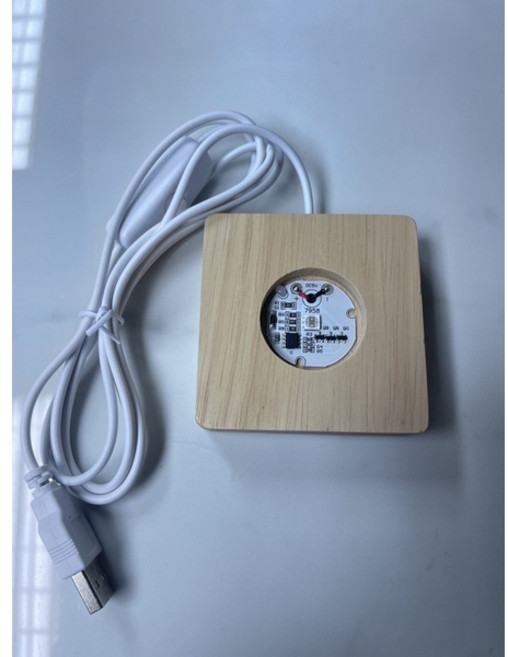 JOSEPH藝品 USB原木LED燈座, 7cm小方型（七彩）