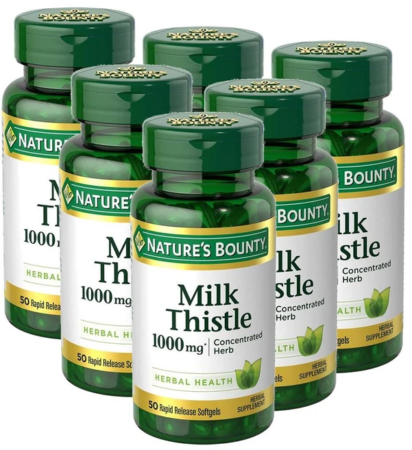 네이처스 바운티 밀크씨슬 1000mg 소프트젤 Nature's Bounty Milk Thistle 1000mg, 6개, 50정 - 쿠팡