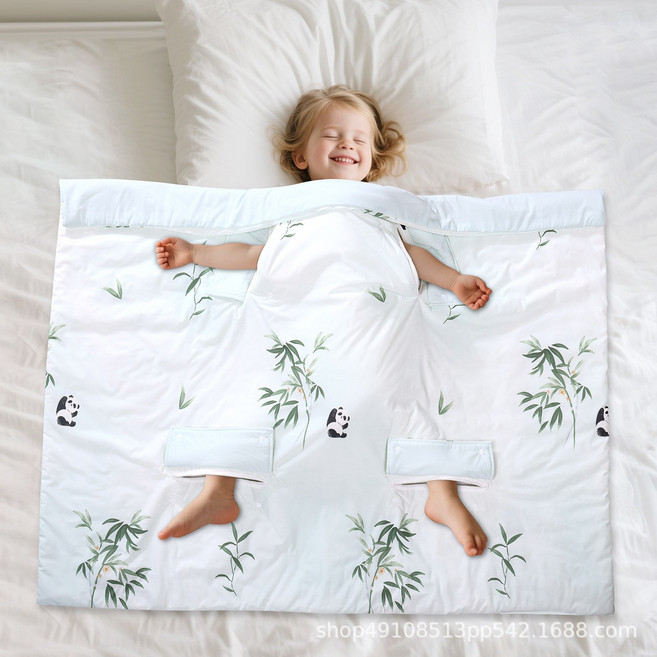 兒童防踢被絲滑被子春夏季嬰兒午睡雙面涼感空調被護肚防踢批發零, 熊貓先生