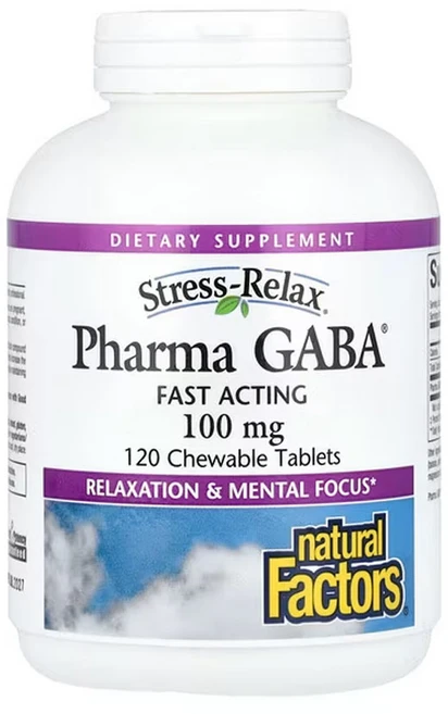 Natural Factors 내추럴 팩터스 스트레스 릴렉스 가바 GABA 100mg 츄어블, 1개, 120정 - 쿠팡