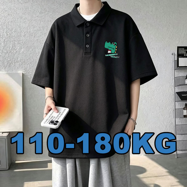 빅사이즈 반팔 카라티 폴로 셔츠 남성용 여름 루즈핏 심플한 캐주얼 칼라넥 반팔 티셔츠