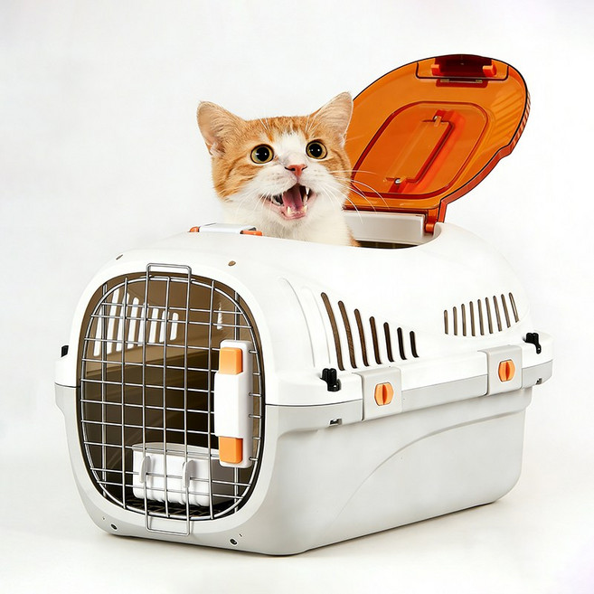 BLACK K7 썬루프 고양이 이동장 반려묘 여행용 특대형 케이지, 1개, 회백색