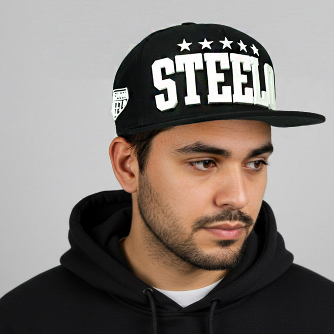 핸드바이핸드 대두 힙합 스냅백 스틸로 레터링 입체 로고 힙합모자