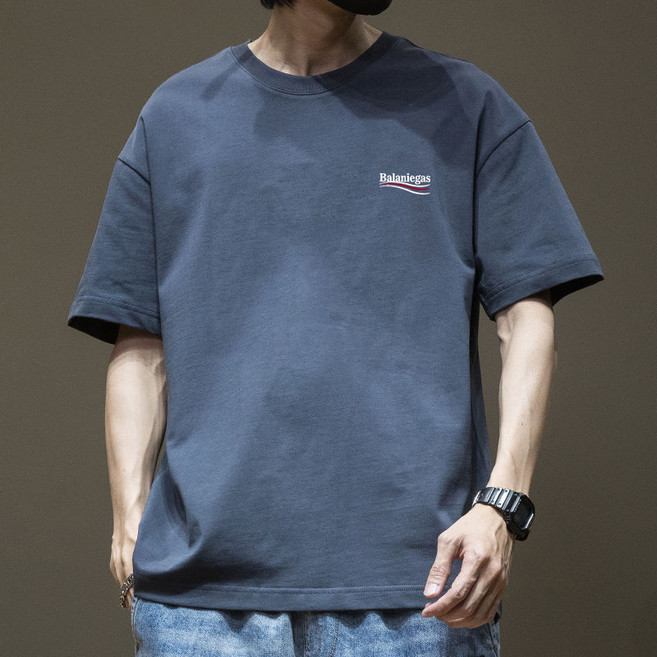 純棉短袖t恤男生潮牌上衣寬鬆百搭帥氣圓領半袖衫休閒韓版大碼