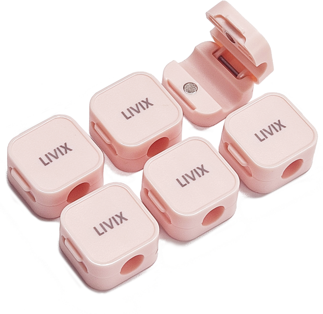 리빅스 선정리 자석 마그네틱 케이블 홀더 클립 책상 휴대폰 충전기 선 고정 6개입, 핑크