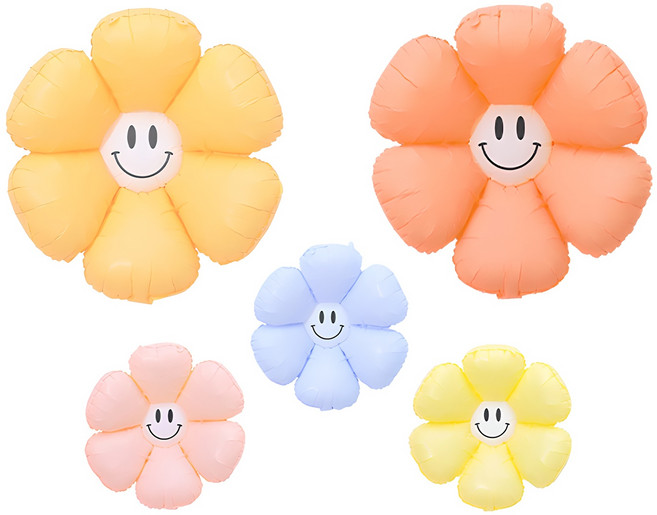 피앤비유니티 무광마카롱 스마일 데이지풍선 세트, 10, 1세트