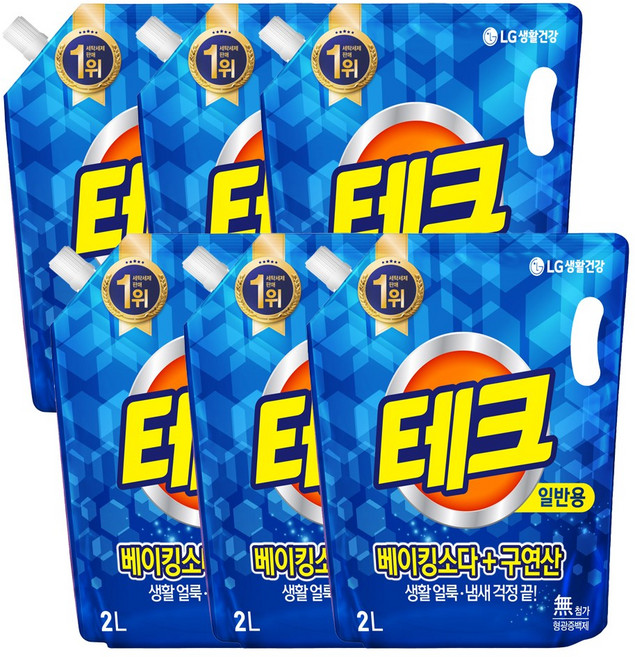 테크 베이킹소다+구연산 리필 2L 일반용x6개, 6개