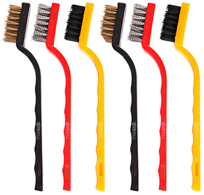 에스앤몰 미니 틈새 청소솔 6개 스텐 황동 철솔 쇠솔 와이어 주방 욕실 찌든때 세척솔 세트, 랜덤 발송